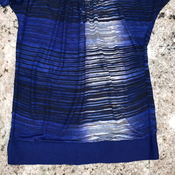 Calvin Klein Short Sleeve Sweater Blue White Top - Picture 3 of 5